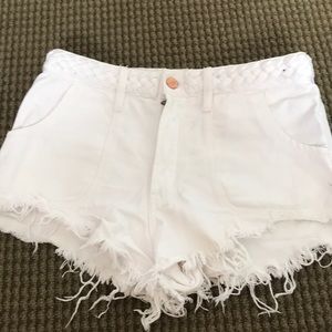 White festival high rise shorts